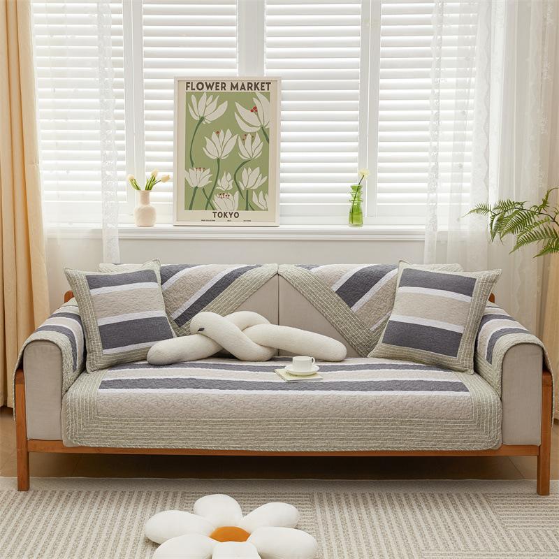 ins simple cotton breathable sofa cover all-match durable cotton cloth pastoral sofa cover printed fish sofa cushion set
