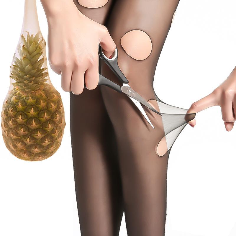 pineapple stockings for women thin snagging resistant spring and summer ultra-thin invisible black flesh colored light leg artifact internet celebrity black silk pantyhose Item Picture