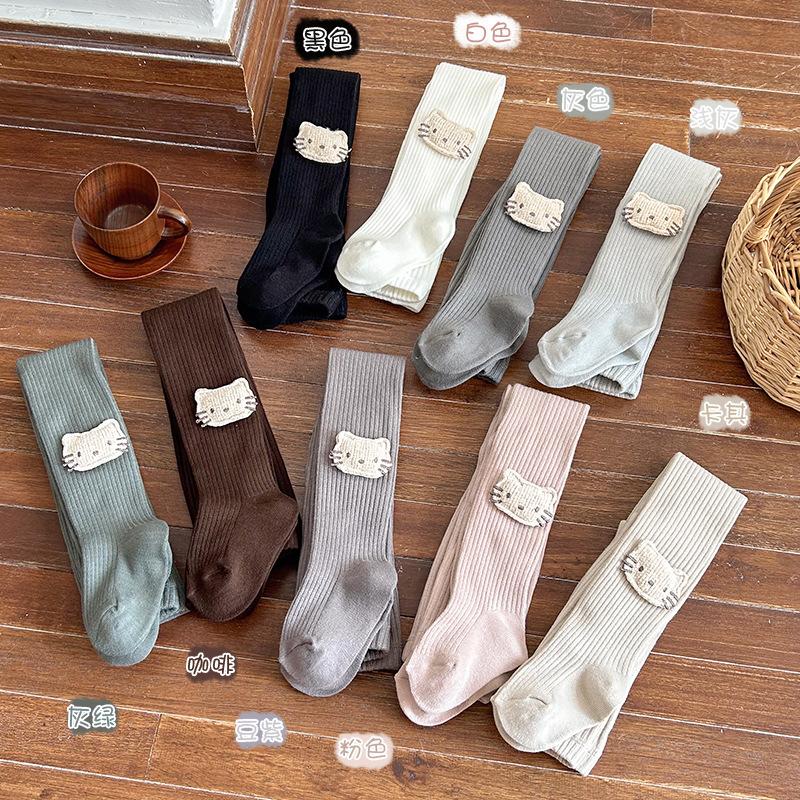 new children's leggings autumn and winter with fleece pantyhose cute  vertical stripes girls'socks outer wear warm-keeping socks pants Specification drawing