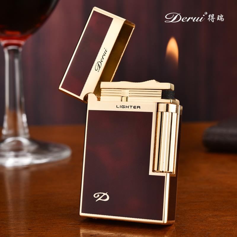 derui 2108 langsheng steel sound lighter inflatable grinding wheel open fire side hit high-end gift lighter factory wholesale