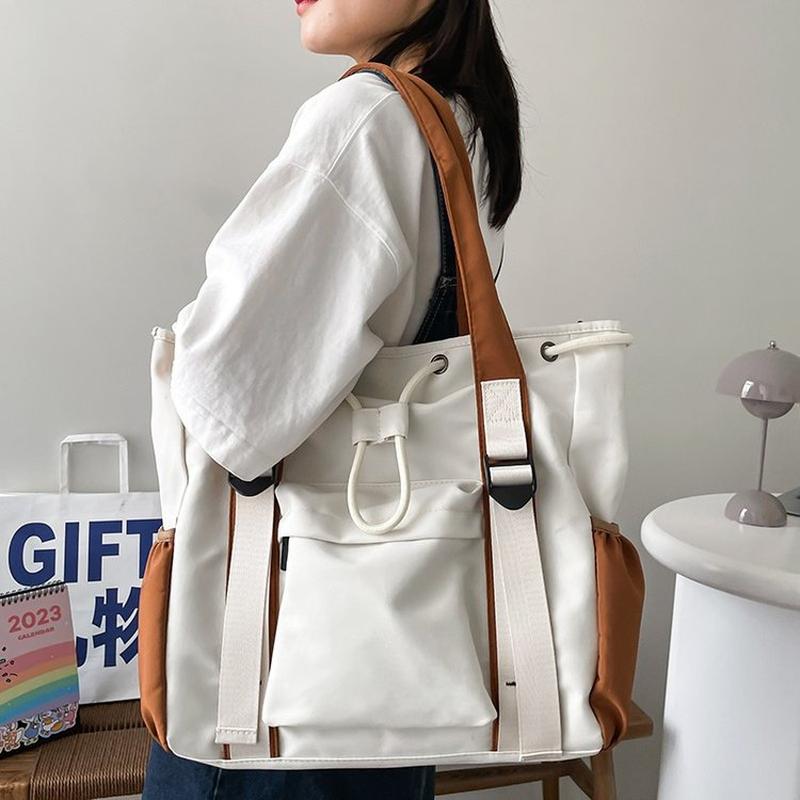 Large Capacity Portable Shoulder Bag Female College Student Class Commuter Messenger Bag Laptop Bag Tote Bag