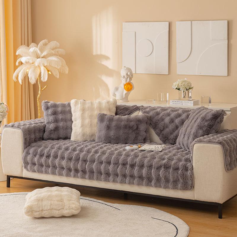 2023 New Sofa Cushion Winter Rabbit Plush Thickened Fleece-lined Non-Slip Seat Cushions Leather Sofa Cover Cover Cloth Application Scenario