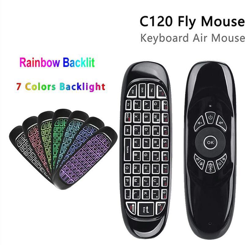 c120 backlit multi-voice flymouse keyboard remote control somatosensory gyroscope double-sided wireless mini keyboard i8 full figure