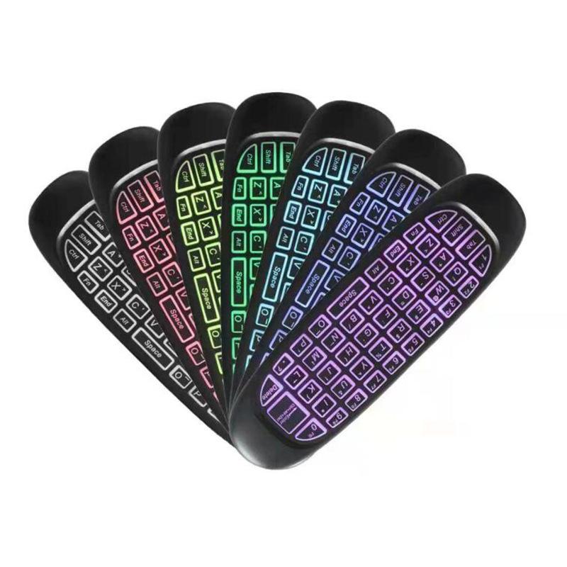 c120 backlit multi-voice flymouse keyboard remote control somatosensory gyroscope double-sided wireless mini keyboard i8 details Picture