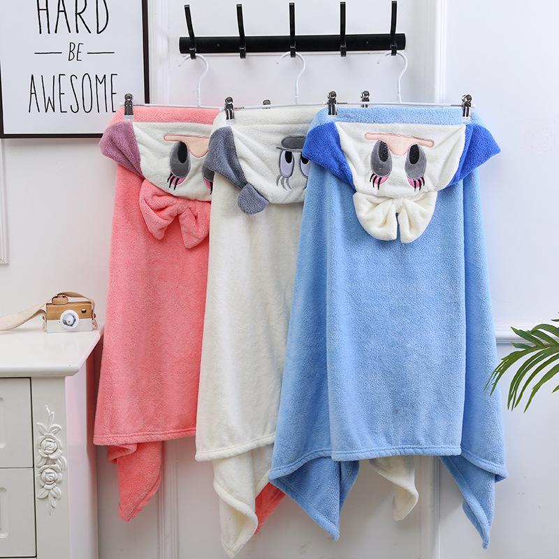 factory in stock coral fleece soft hooded children's cartoon bath towel baby bath towel cute bathrobe cloak robe
