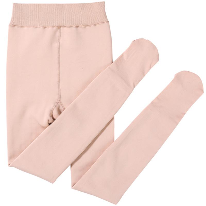 autumn and winter new one-piece trousers fleece-lined flesh-colored customized pantyhose women's thickened high waist warm leggings outside Item Picture