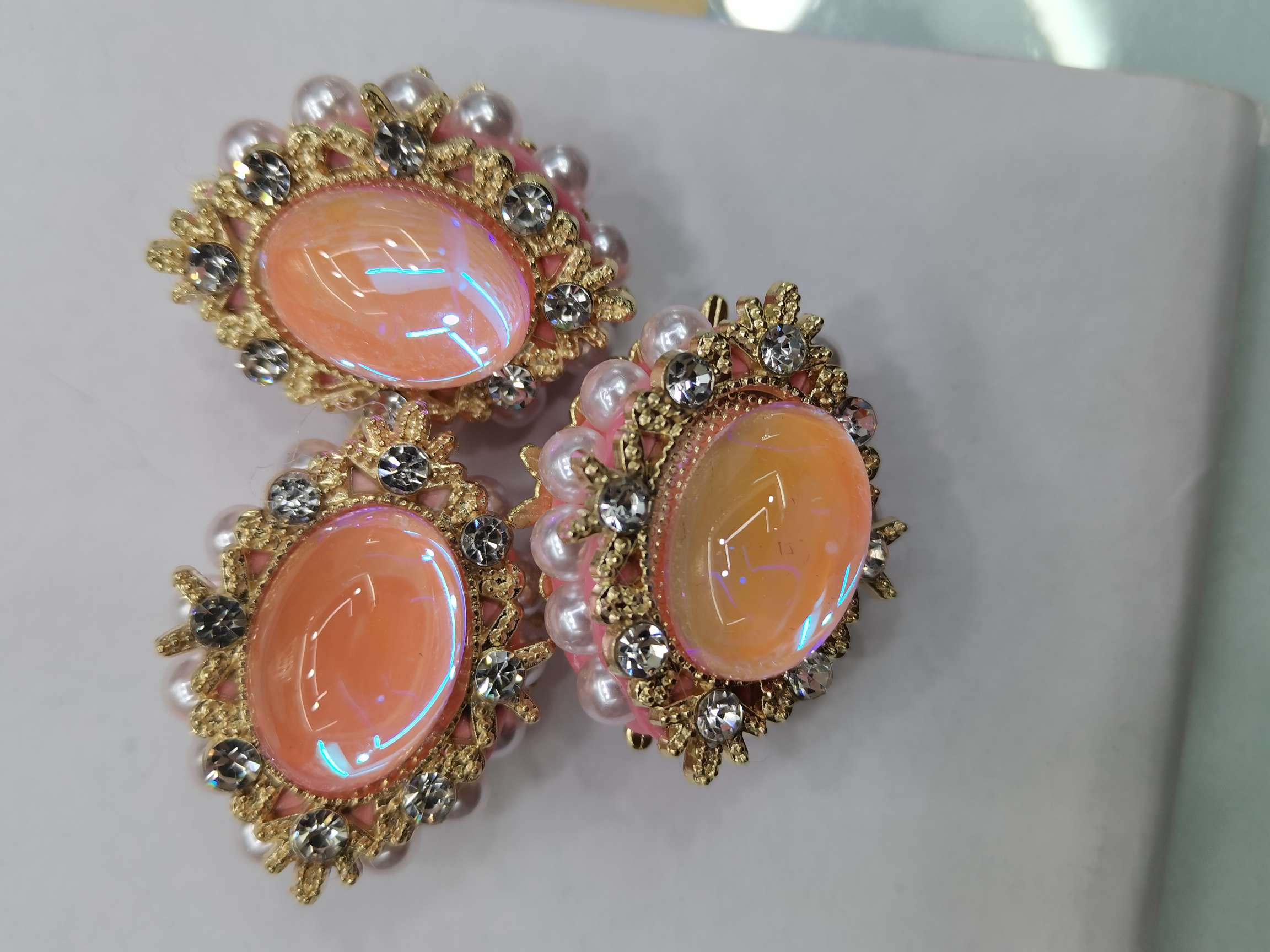 Sky Mirror (Elliptical Alloy Light Pink Crystal Pearl Jewelry) Specification image