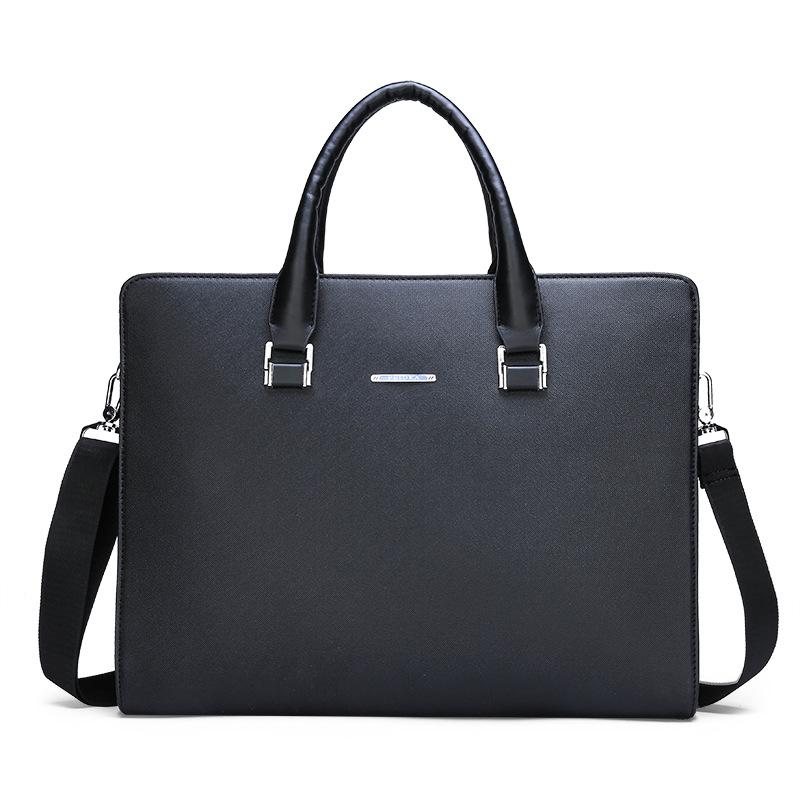 2023 new business men's bag travel portable horizontal briefcase pu leather shoulder crossbody computer bag
