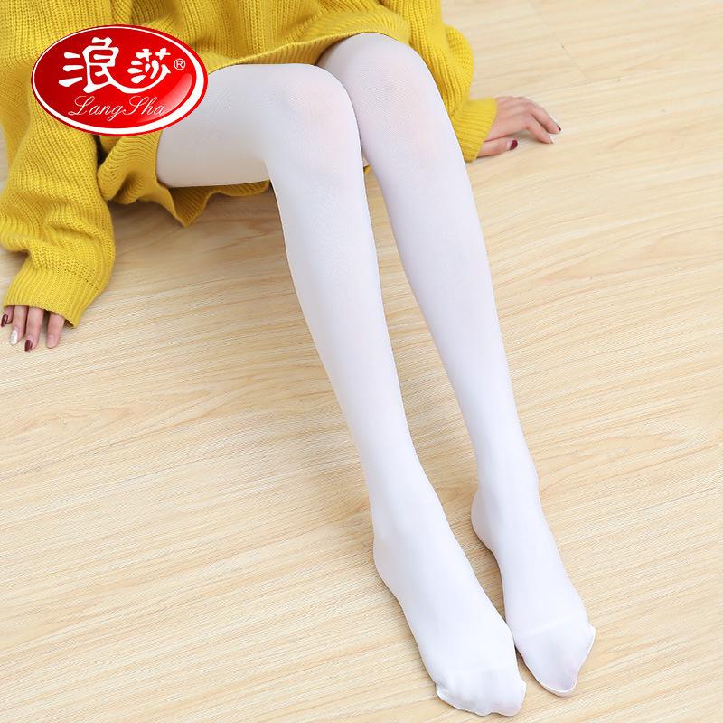langsha stockings women's white in thin section anti-hook spring and summer pantyhose adult dance student base socks wholesale details Picture