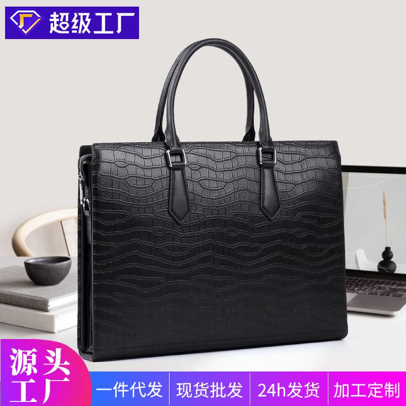 new men's real-leather bag business men's handbag first layer cow leather computer bag large capacity briefcase crossbody leather bag