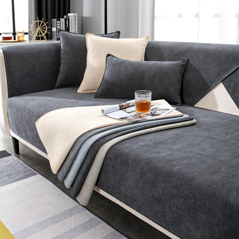 Chenille Sofa Cushion Four Seasons Universal Simple Modern Gray Cover Cloth Non-Slip Seat Cushions Light Luxury Sofa Cover Slipcover full figure