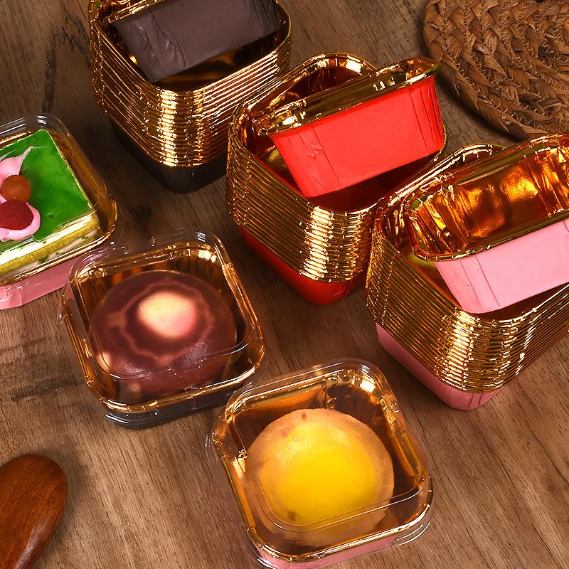 Square High Temperature Resistant Cake Paper Cups Muffin Cup Paper Cups Cup Oven Baking at Home Curved Edge Coated Cup