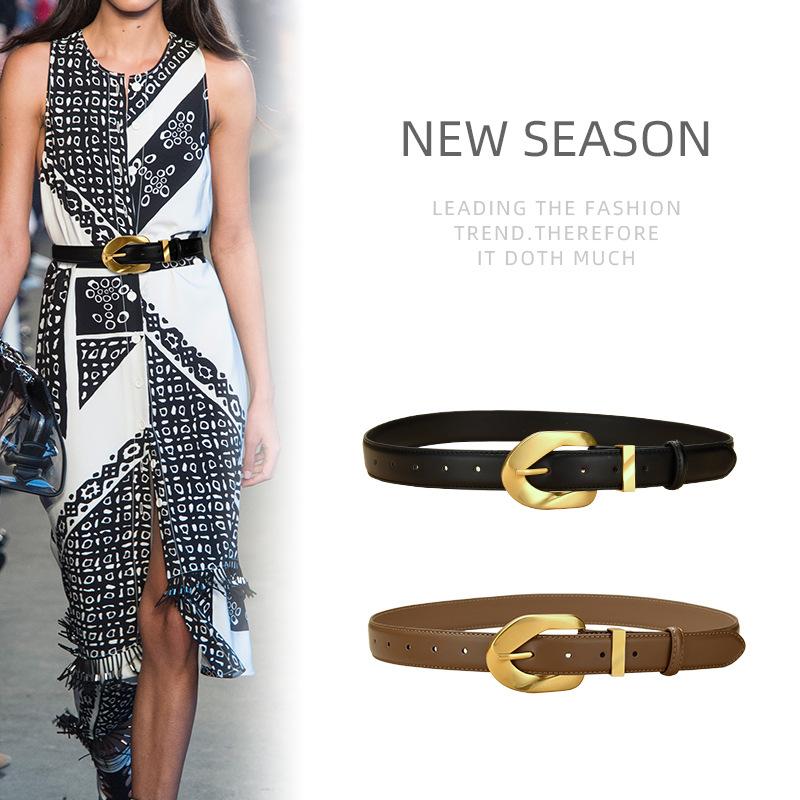 retro european american style leather belt women's pants belt versatile korean style belt decorative belt waist shaping leather belt