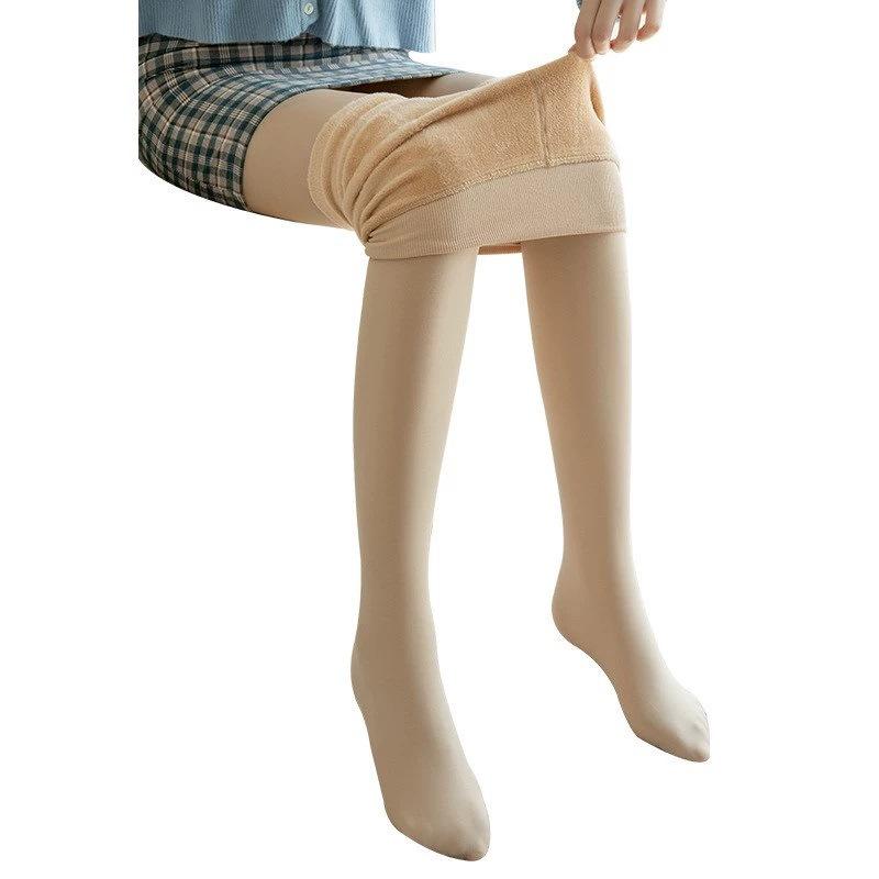 superb fleshcolor pantynose women's autumn and winter fleece-lined thick pantyhose wholesale outerwear nude feel water light socks high waist warm leggings Item Picture