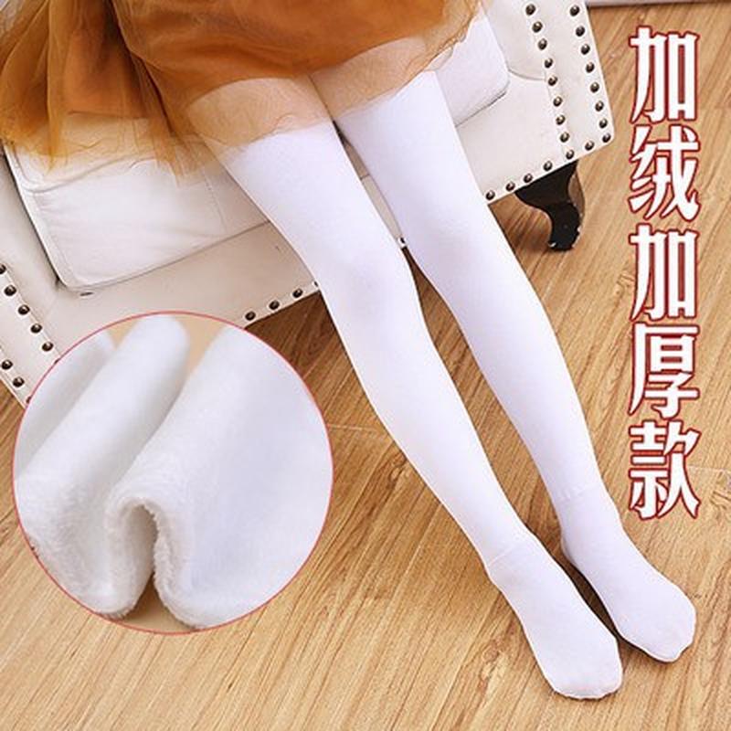 wholesale autumn and winter children's pantyhose girls leggings outer wear white dance tights baby stockings fleece-lined thickened