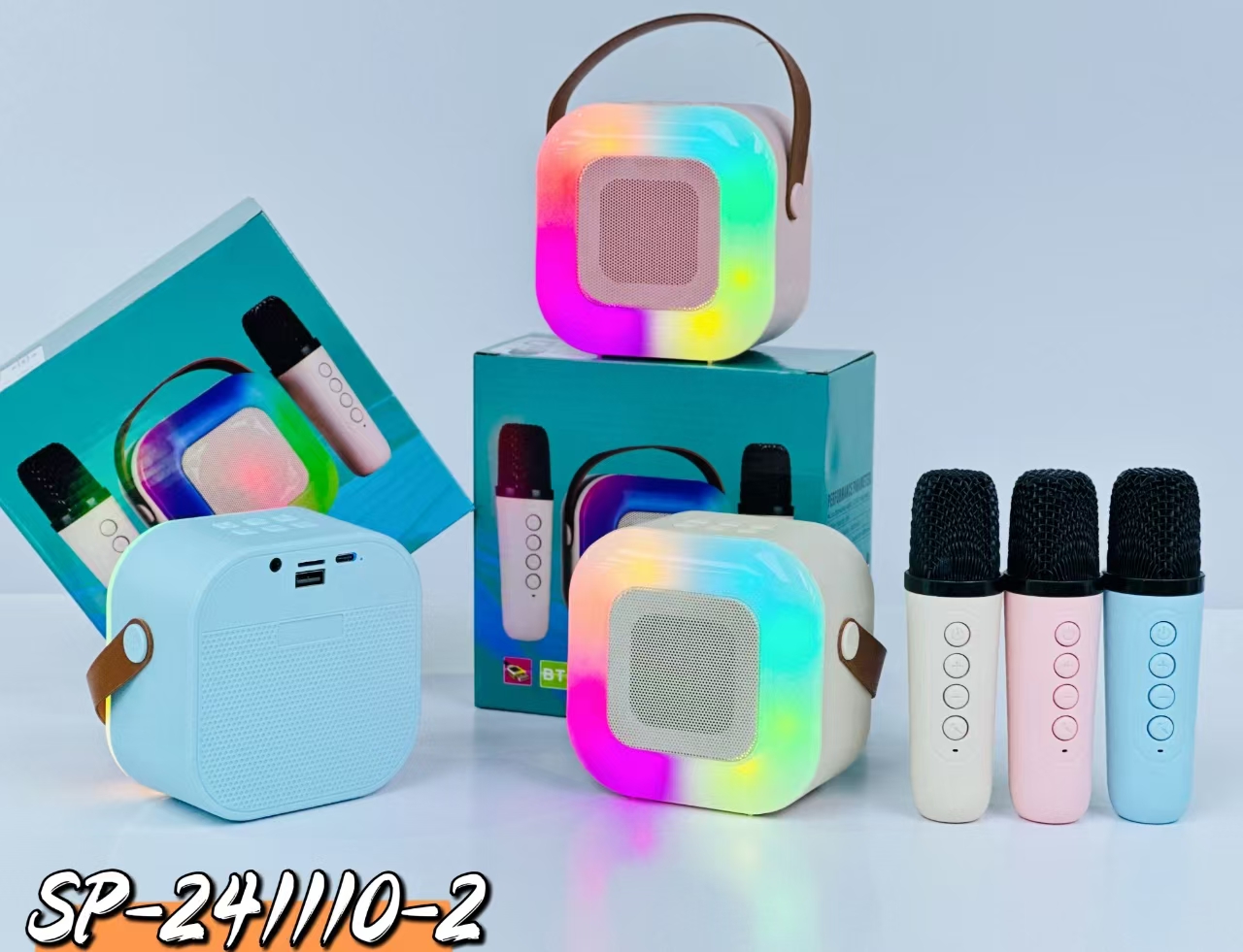 蓝牙音响话筒一体音响音箱K歌蓝牙小音响彩绘跨境