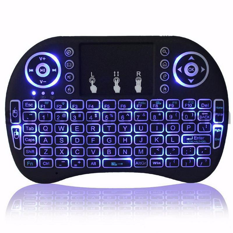 mini i8 keyboard wireless keyboard mouse remote control dry lithium battery three-color backlight seven-color horse running light Item Picture