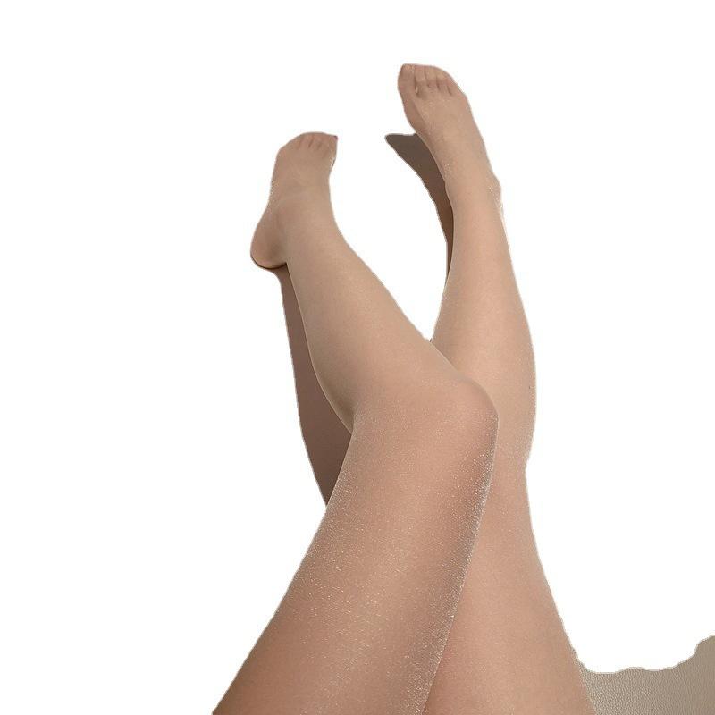 first-line pearlescent stockings white silk seamless ultra-thin pantyhose slightly shiny transparent pearlescent socks Item Picture