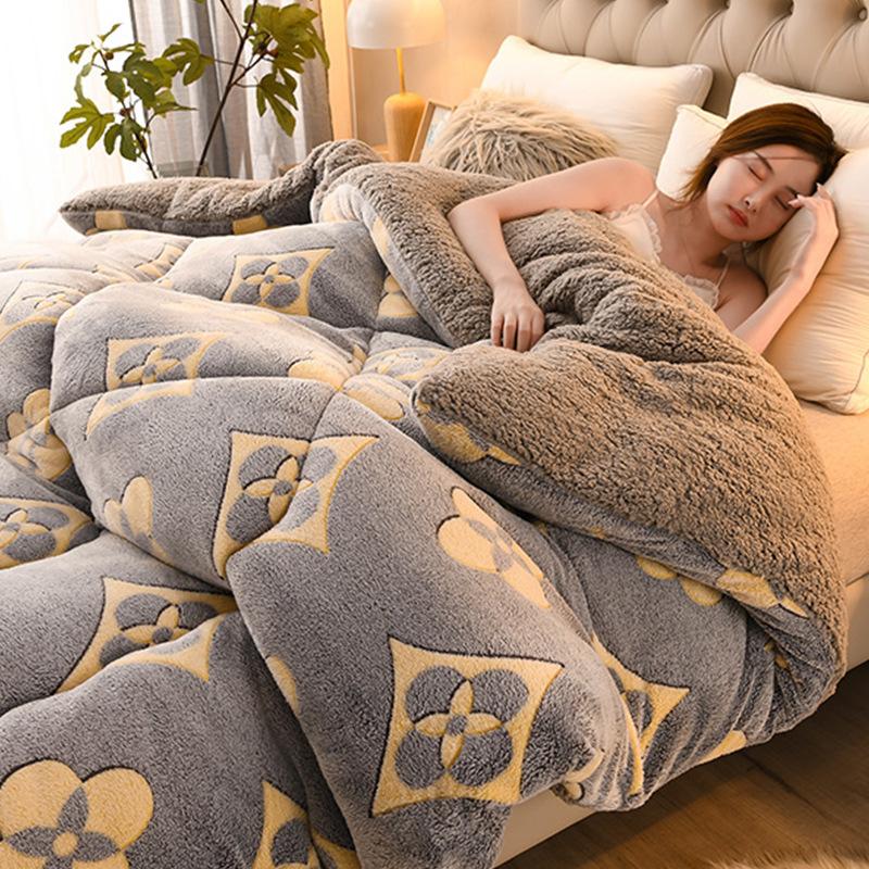 winter lambskin winter quilt extra thick warm with fleece quilt inner double quilt cushion winter single dormitory bed