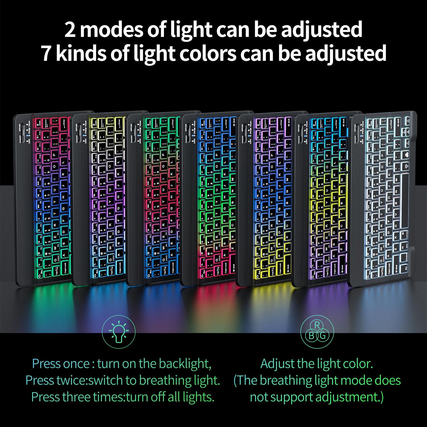 Backlit Bluetooth Keyboard Mouse for Ipad Tablet Magic Control Keyboard 10-Inch Colorful Light Luminous Bluetooth details Picture