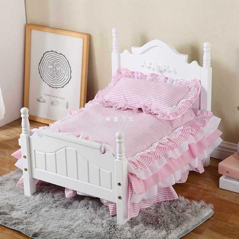 Four Seasons Universal Pet Solid Wood Bed Pastoral Princess Bed Dog Bed Teddy Bear Bed Wooden Bed Dog Kennel Cat Nest