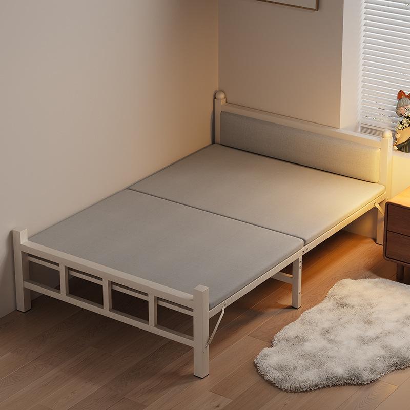 folding bed single adult home use foldable 1.2m simple bed rental room nap small bed dormitory hard plate iron bed