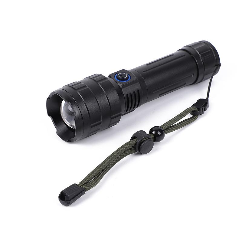 New Flashlight USB Rechargeable Zoom Outdoor Waterproof Power Torch Factory Direct Supply