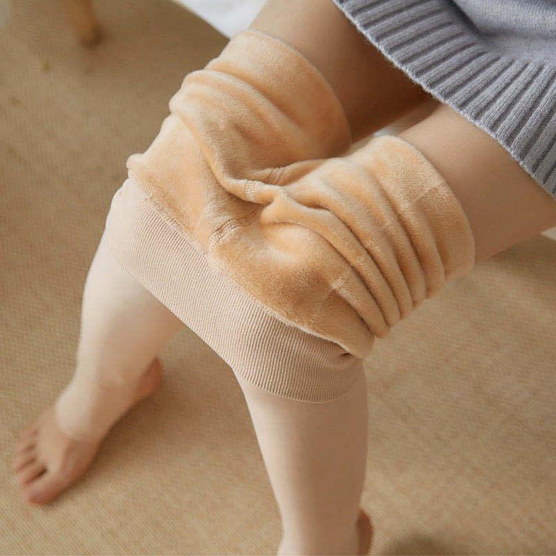 700g autumn and winter plus velvet thickening leggings large size women's one-piece pantyhose light leg stockings skin color black silk artifact details Picture