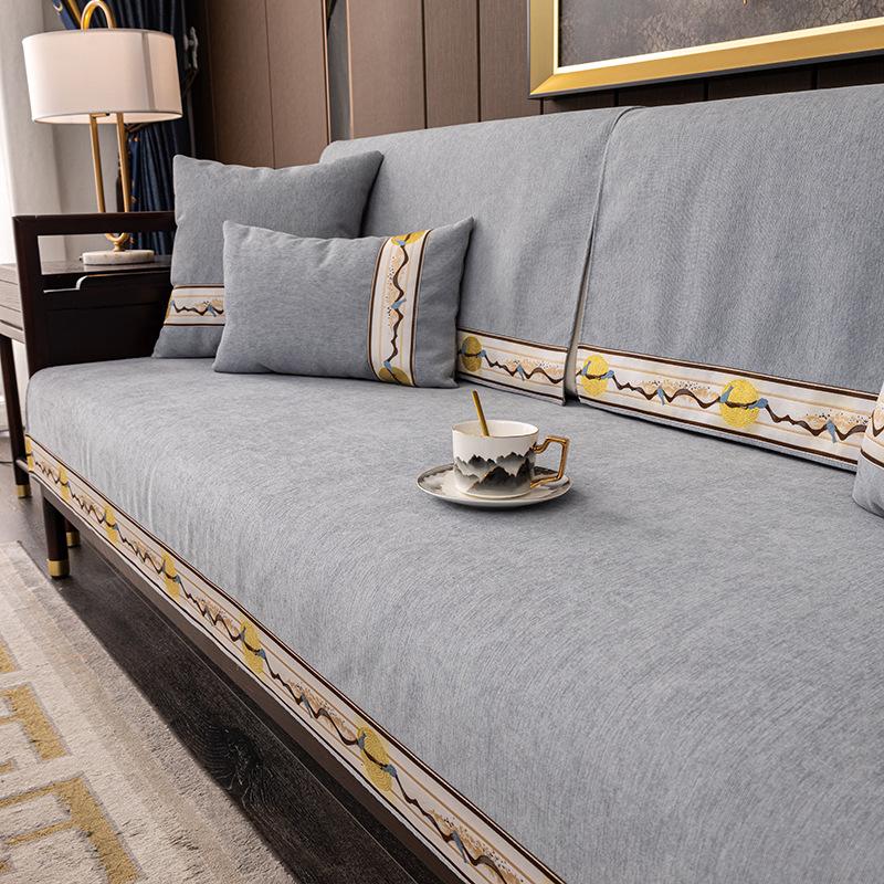 Rosewood Sofa Cushion Four Seasons Universal Chenille New Chinese Style Cushion Non-Slip Cushion Backrest Towel Simple Sofa Cover Cover full figure