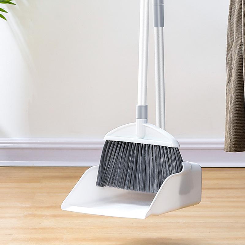 Sq Stainless Steel Broom Set Plastic Soft Hair Broom Dustpan Combination Household Lazy Mane Broom Comb Tooth Dustpan