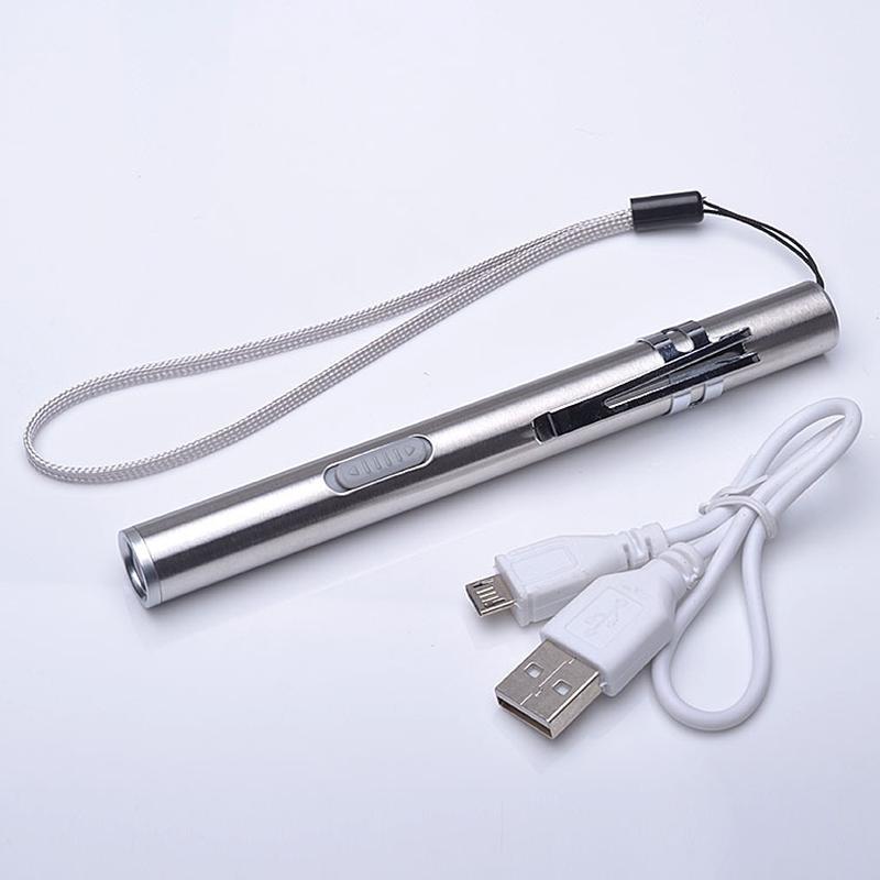usb charging mini flashlight outdoor flashlight pupil pen port ear and nose check flashlight stainless steel flashlight wholesale