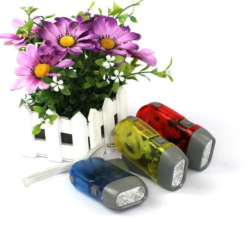 factory direct supply three lights hand-pushed flashlight transparent led hand pinch flashlight three lights hand power generation hand pressure lamp wholesale