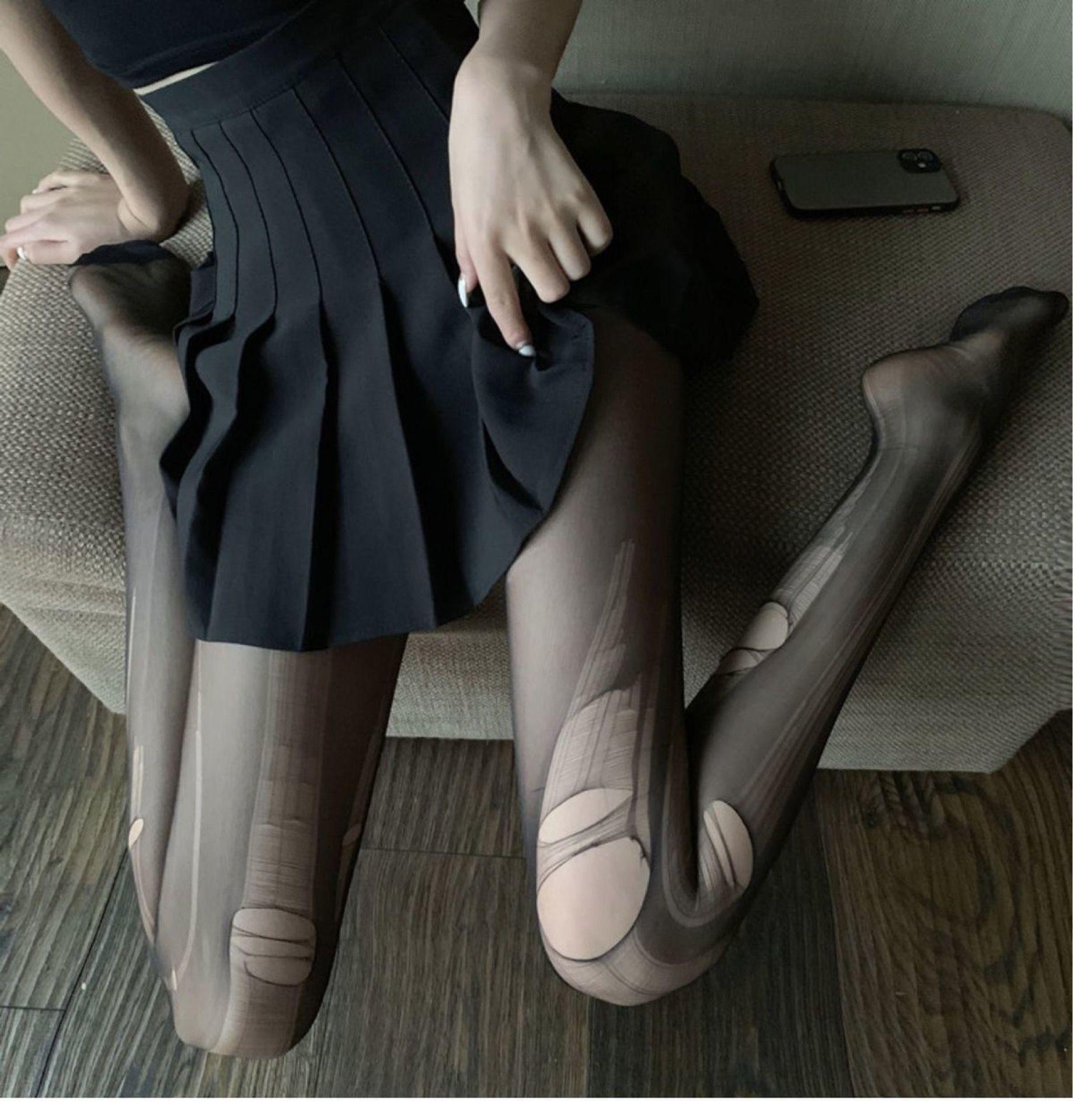 ultra-thin disposable shredded stockings women's black easy-to-tear gray pantyhose black silk sexy flesh-colored transparent Specification drawing