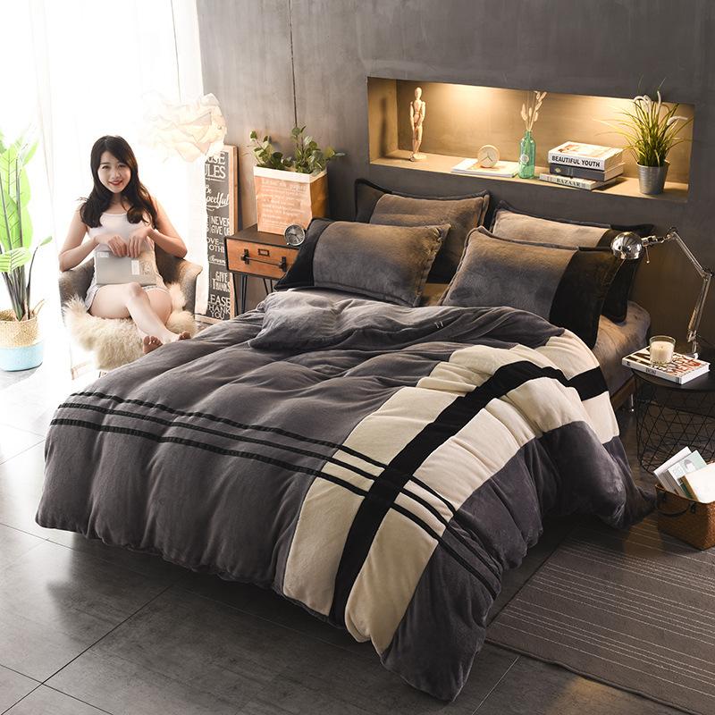 winter flannel two-piece set flannel velvet duvet cover bed 2-piece set