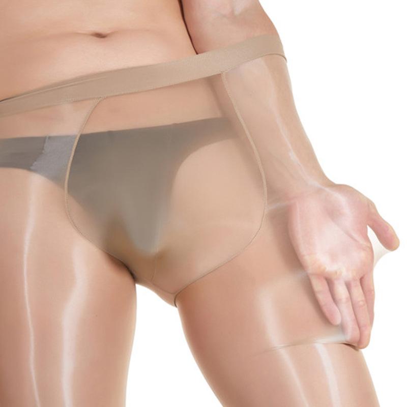 Qing He 100.00kg Large Size Oily Pantyhose Men's plus-Sized U-Shaped Bag Stockings Shiny Transparent Ultra-Thin High Stretch Yarn Smooth Specification drawing