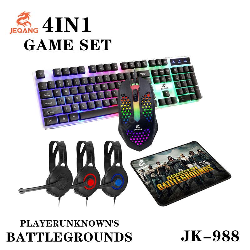 4-in-1 Set Keyboard Mouse Headset Mouse Pad Wired Office Luminous Game Set Item Picture