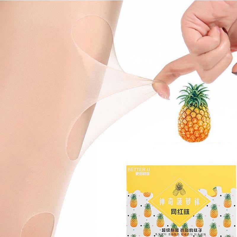 online celebrity pineapple socks black stockings women's spring and summer thin anti-snagging silk pantyhose anti-wolf arbitrary cut light leg artifact wholesale Specification drawing