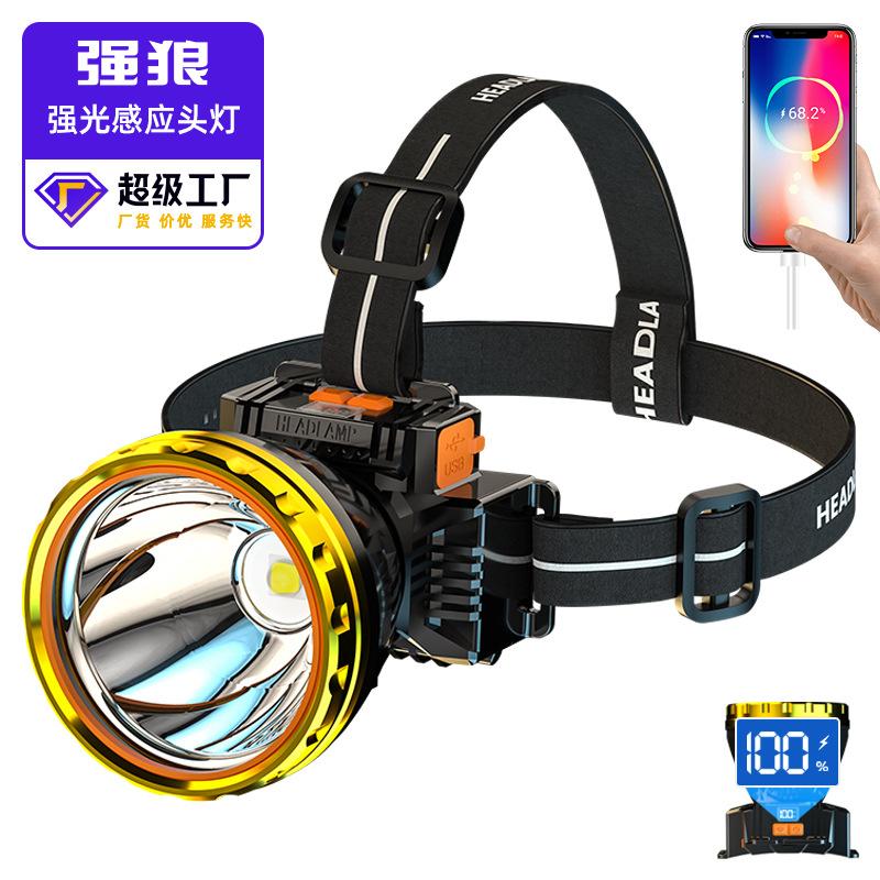 strong light led night fishing long-range rechargeable headlamp outdoor camping fishing miner lamp lithium battery probe head-mounted flashlight