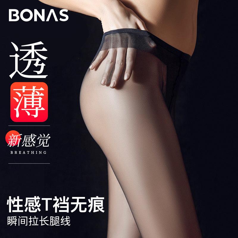 bonas seamless black t-strings stockings women's summer ultra-thin pantyhose anti-snagging invisible socks long socks