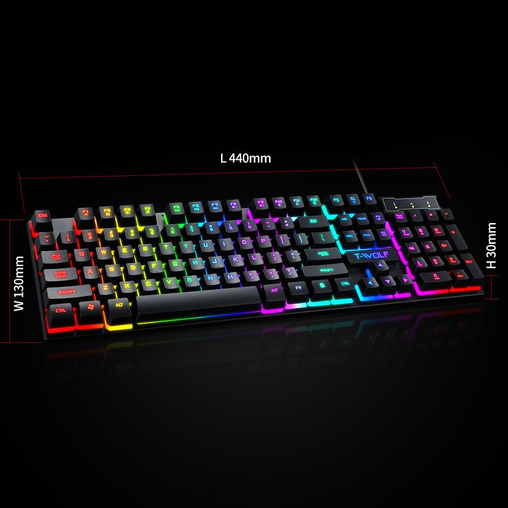t-wolf ray wolf t20 gaming keyboard rgb luminous wired mechanical feeling computer office russian spanish Application Scenario