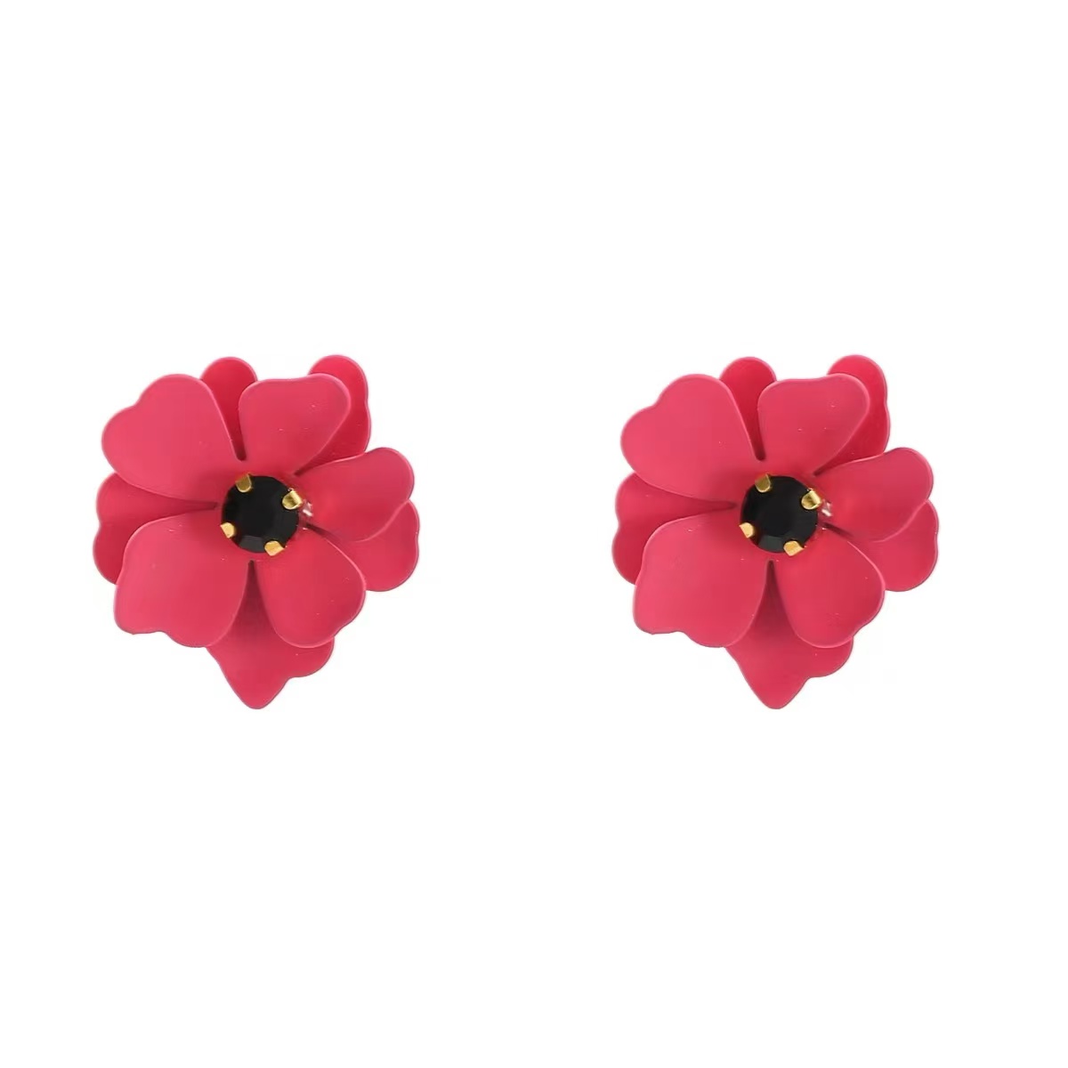 跨境新款花卉耳环欧美耳饰少女喷漆花耳钉网红韩版饰品饰品产品图