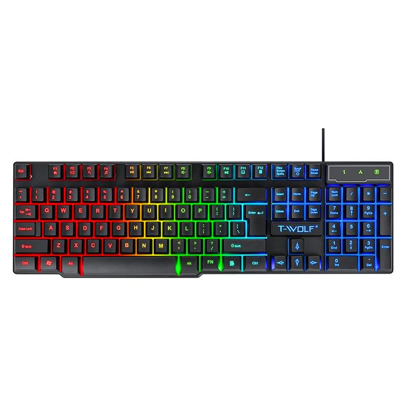 t-wolf ray wolf t20 gaming keyboard rgb luminous wired mechanical feeling computer office russian spanish Item Picture