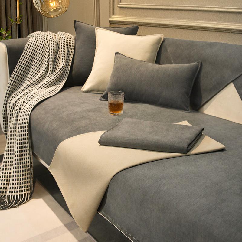 Solid Color Chenille Sofa Cushion Simple Modern Sofa Cover Four Seasons Universal Non-Slip Seat Cushions Full Cover Cloth Custom details Picture