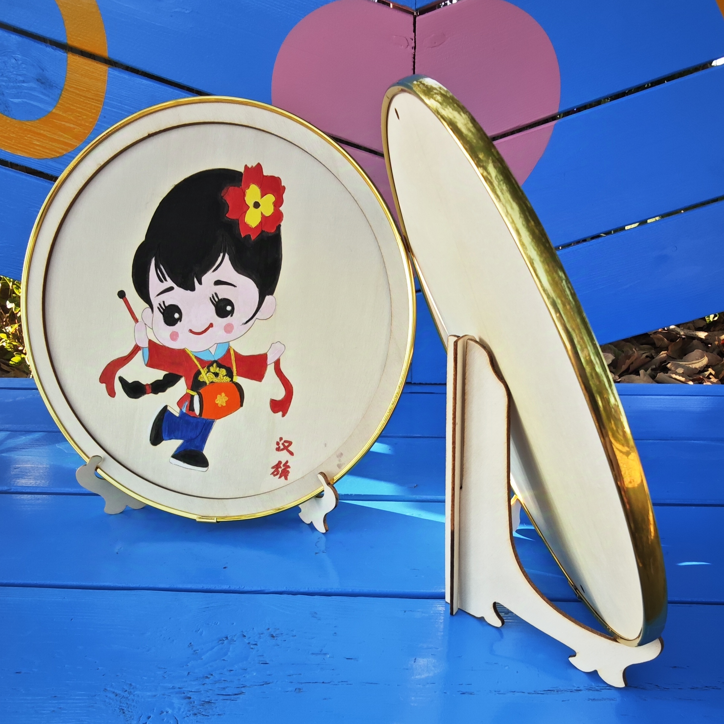 幼儿园儿童手工绘画材料包节日DIY制作金色包边相框摆件可挑民族详情4