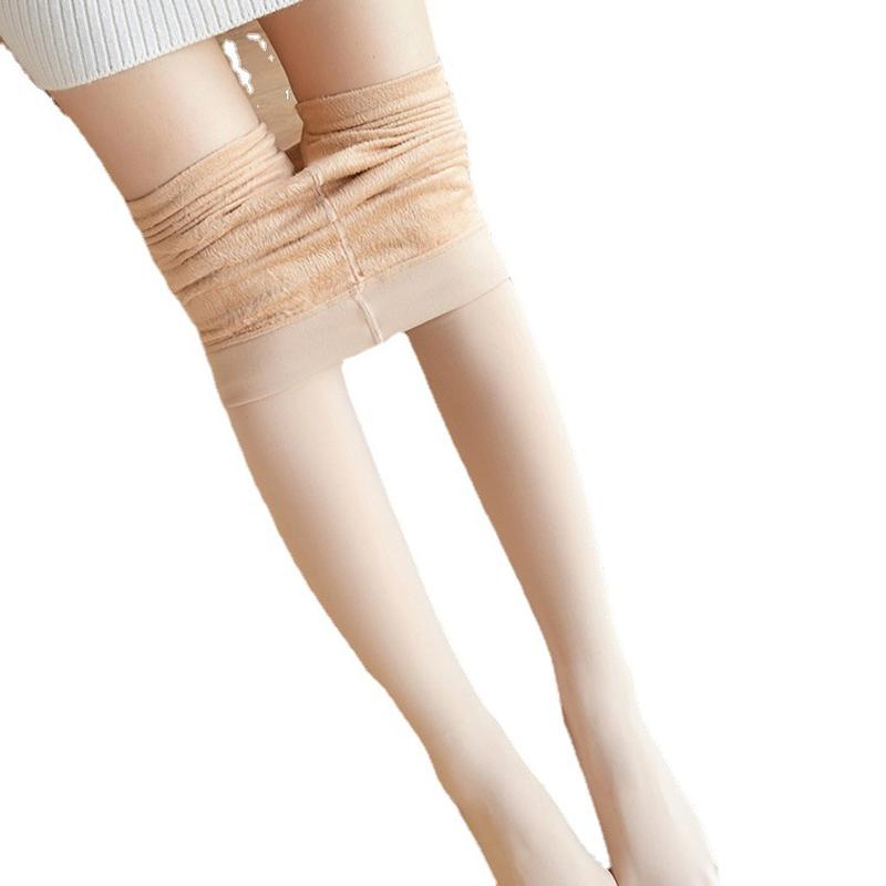 Bare-Leg Socks Autumn and Winter Artifact Women's Skin Color Fleece Lined Padded Warm Keeping Stirrup Pantyhose One-Piece Trousers Leggings Outer Wear Item Picture