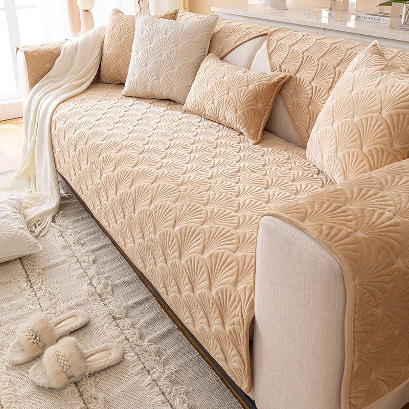 Nordic Simple Fashion Netherlands Velvet Sofa Cushion Thickened Cushion Four Seasons Universal Non-Slip Sofa Cover Backrest Towel details Picture
