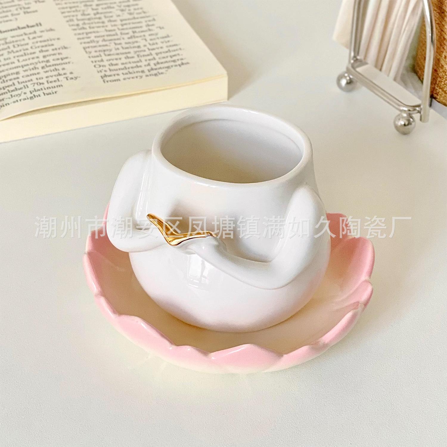slow as old-reading buddha worship ceramic mug cute ins couple gift coffee creative personalized minority cup and saucer