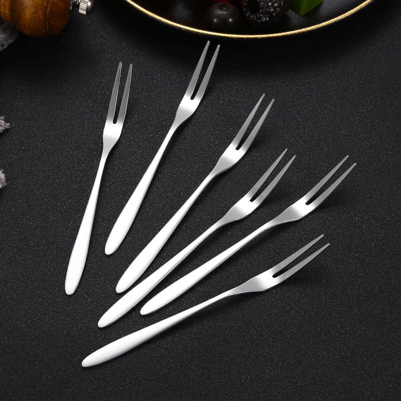 fruit fork 304 stainless steel fruit fork dessert fork moon cake fork creative cake fork two teeth fork pastry fork