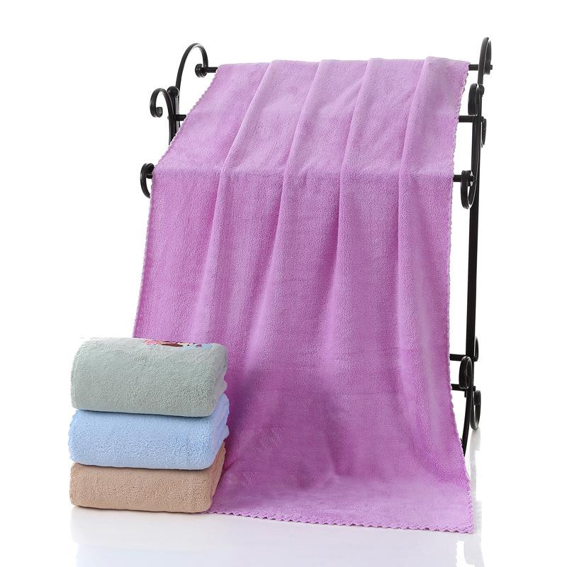 70 * 140cm towel manufacturer adult plain coral fleece bath towel flat woven absorbent logo beach towel bath towel