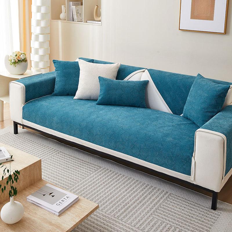 Simple Modern Chenille New Sofa Cushion Corrugated All-Inclusive Universal Sofa Cover Non-Slip Sofa Back Towel details Picture